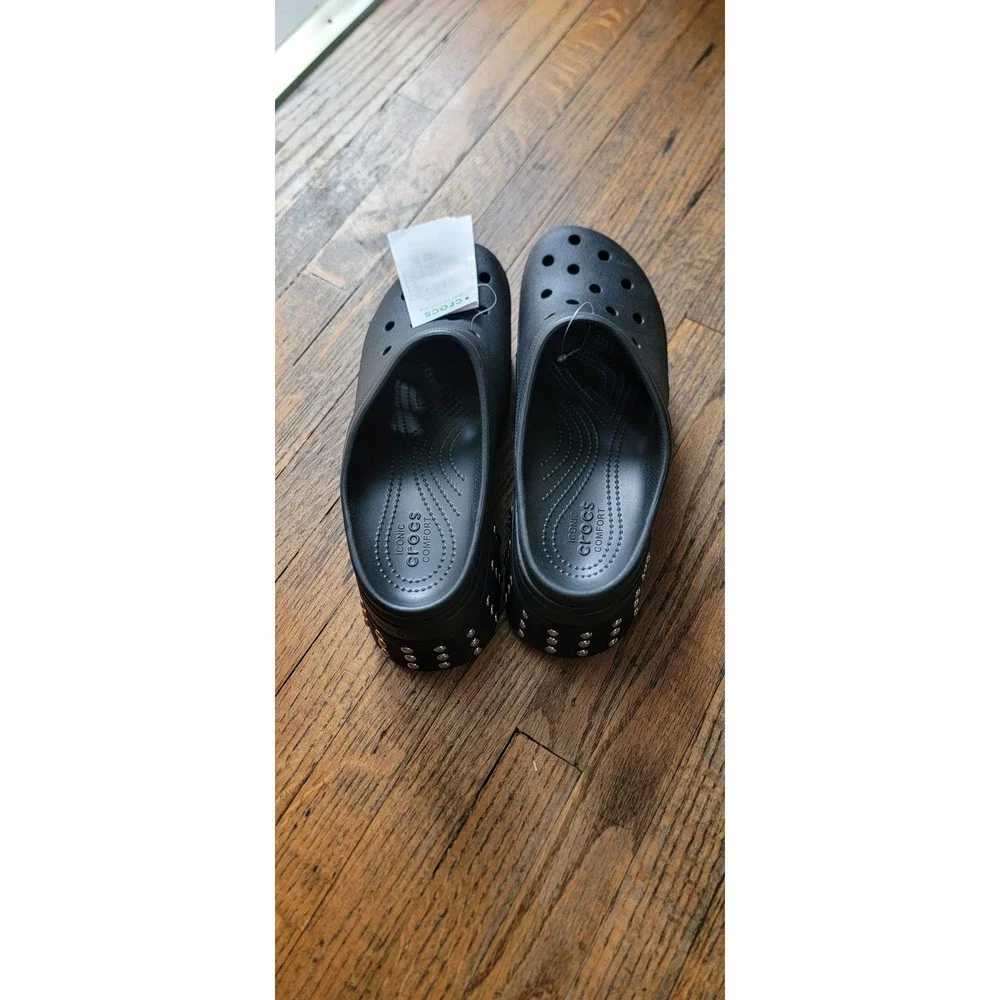 Crocs Siren Studded‎ Clog Black Platform Heel Men's M11 W13
